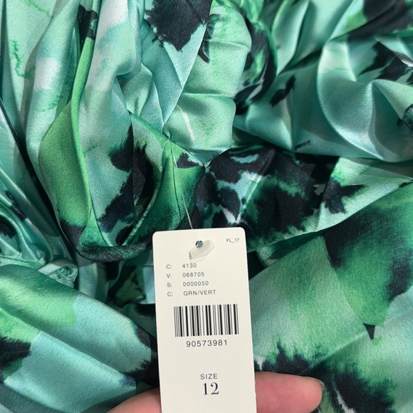 Acler Larimer Dress Green Floral Printed Gown Anthropologie Size 12 Large - Picture 7 of 8